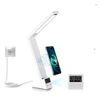 Lámpara LED Mesa 5 en 1 Cargador Inalámbrico Reloj Alarma